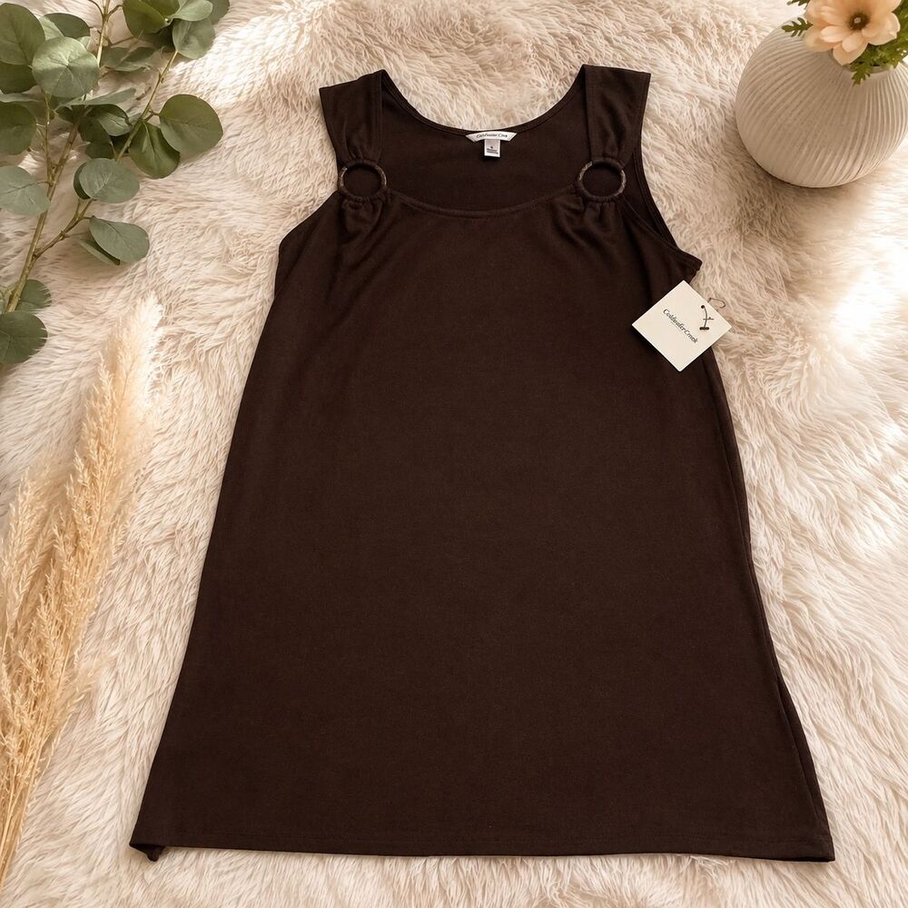 Croft & Barrow Women’s Small Brown Swimsuit Cover Up Sleeveless Ring Detail NWT